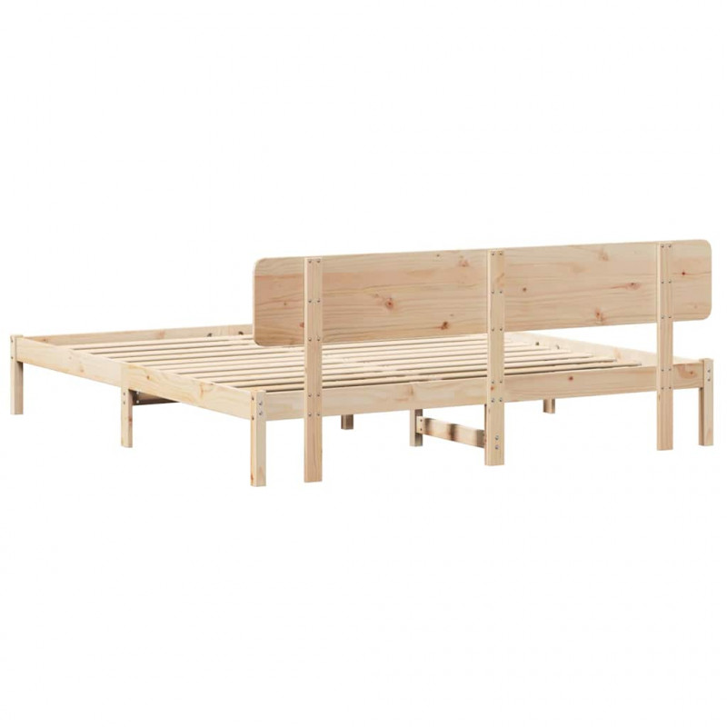Ramka łóżka Naturalny 180 x 200 cm Lite drewno sosnowe