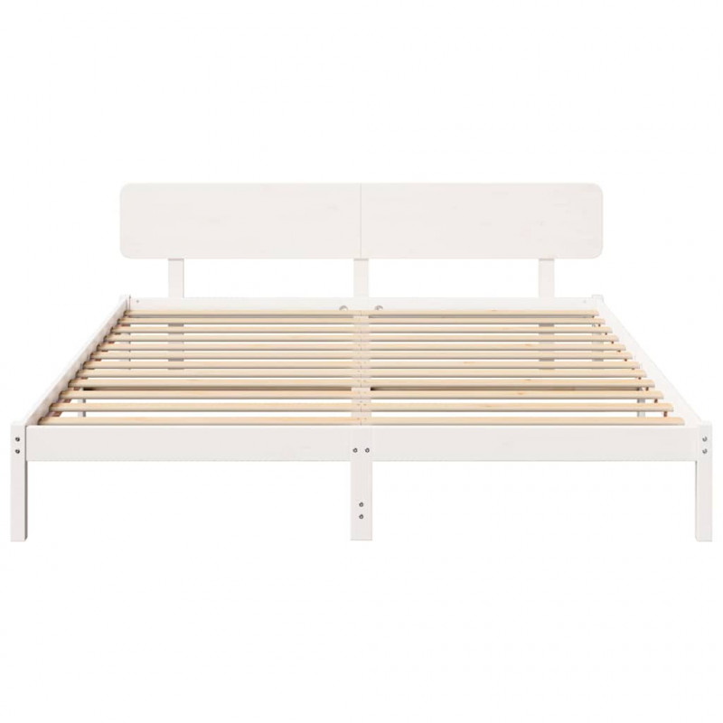 Ramka łóżka Z zagłówkiem Biały 180 x 200 cm Lite drewno sosnowe