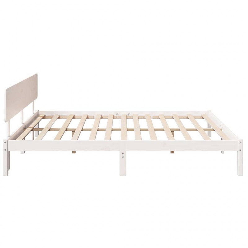 Ramka łóżka Z zagłówkiem Biały 180 x 200 cm Lite drewno sosnowe