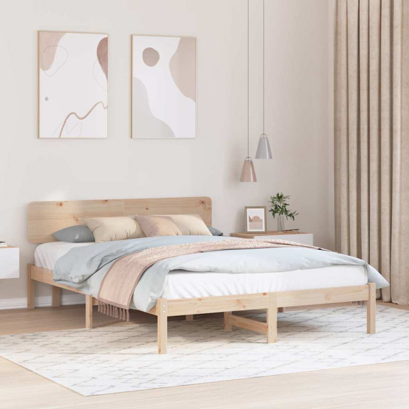 Ramka łóżka Naturalny 160 x 200 cm Lite drewno sosnowe