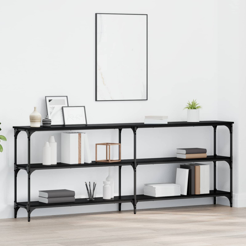 Konsola Czarny dąb 200 x 29 x 75 cm Drewno inżynieryjne i metal