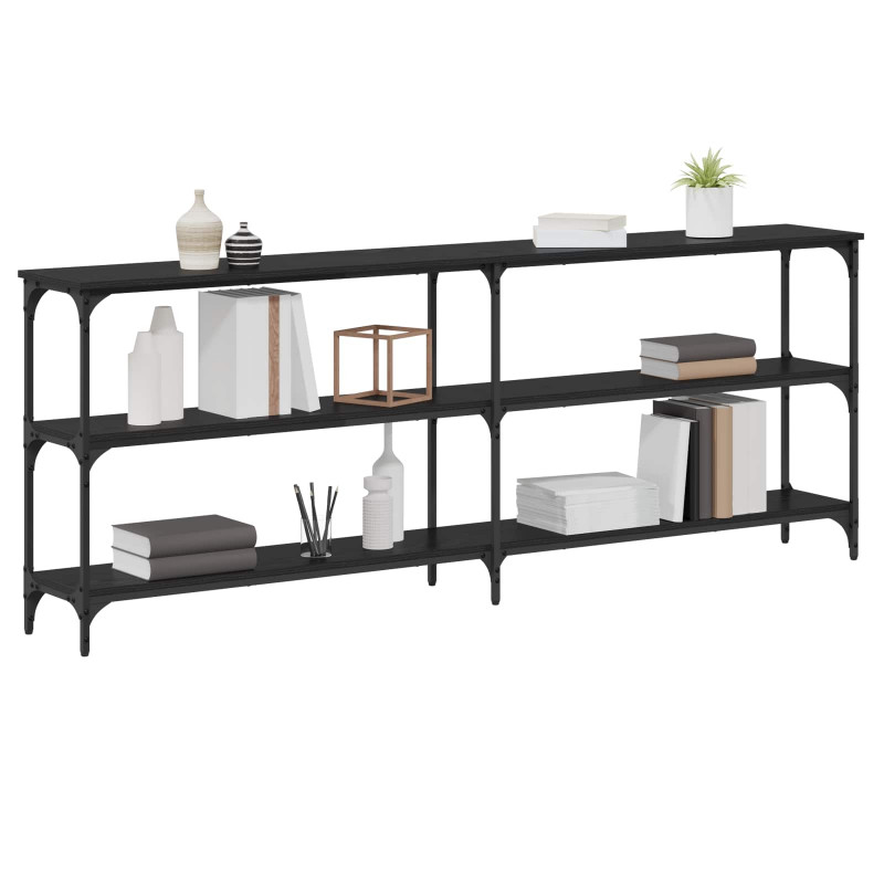 Konsola Czarny dąb 200 x 29 x 75 cm Drewno inżynieryjne i metal