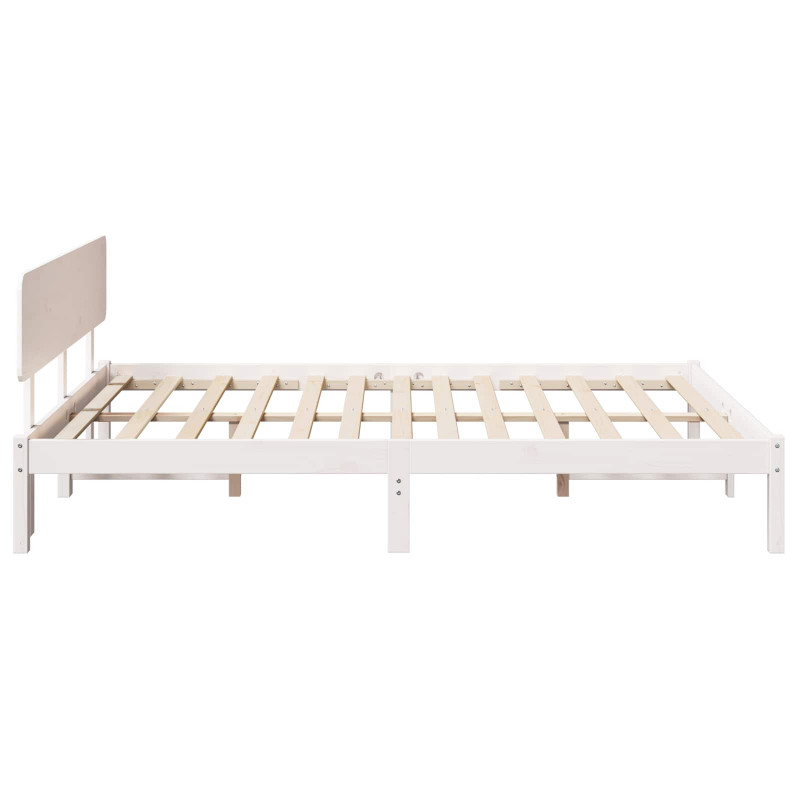 Ramka łóżka Z zagłówkiem Biały 140 x 200 cm Lite drewno sosnowe