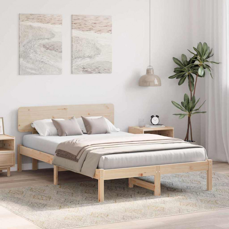 Ramka łóżka Naturalny 120 x 200 cm Lite drewno sosnowe