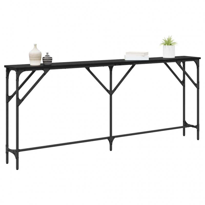 Konsola Czarny dąb 180 x 23 x 75 cm Drewno inżynieryjne i metal