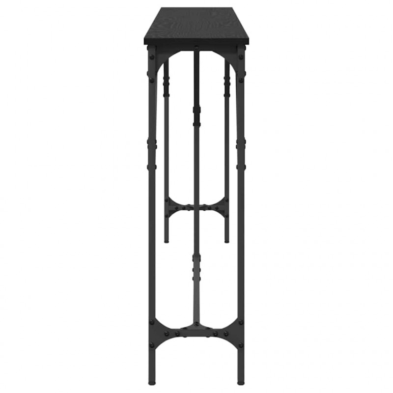 Konsola Czarny dąb 180 x 23 x 75 cm Drewno inżynieryjne i metal