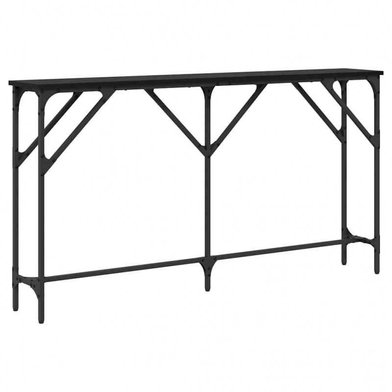 Konsola Czarny dąb 140 x 23 x 75 cm Drewno inżynieryjne i metal