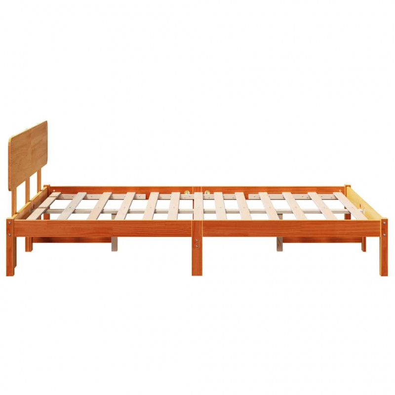 Ramka łóżka Woskowy Brąz 140 x 190 cm Lite drewno sosnowe