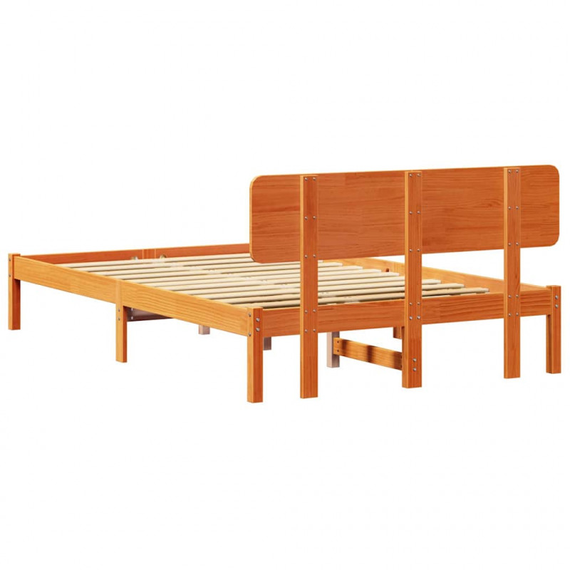 Ramka łóżka Woskowy Brąz 140 x 190 cm Lite drewno sosnowe