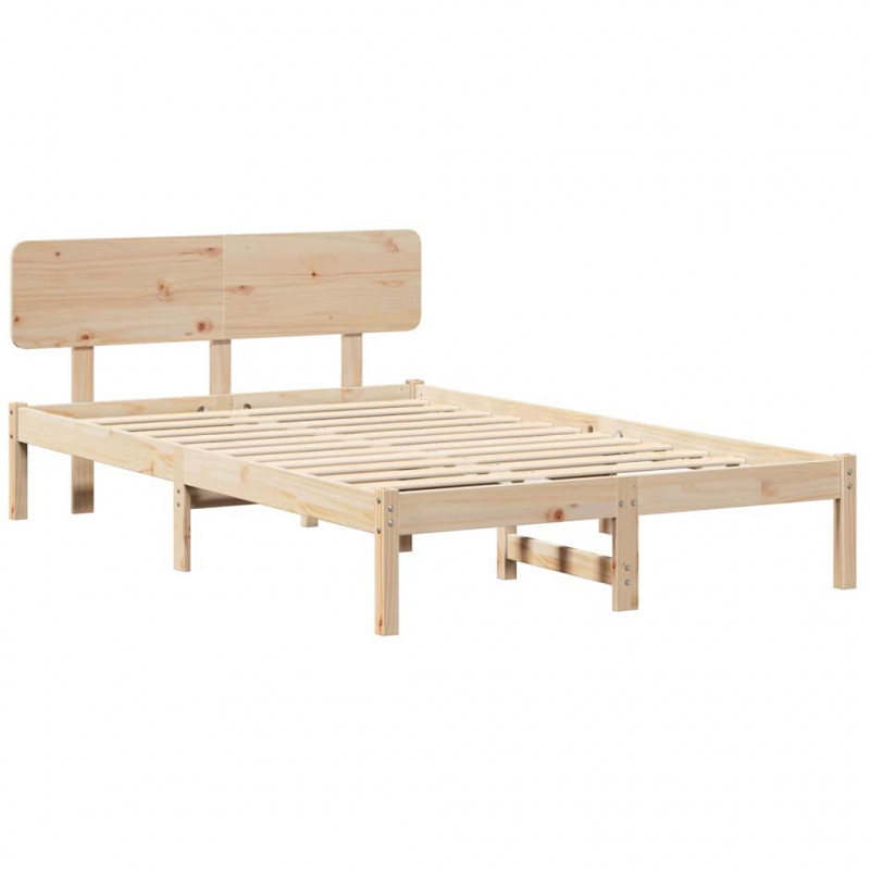 Ramka łóżka Naturalny 135 x 190 cm Lite drewno sosnowe