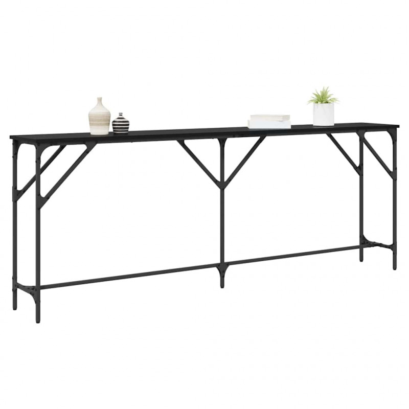 Konsola Czarny dąb 200 x 29 x 75 cm Drewno inżynieryjne i metal