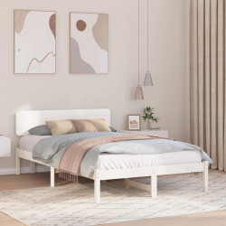 Ramka łóżka Z zagłówkiem Biały 120 x 190 cm Lite drewno sosnowe