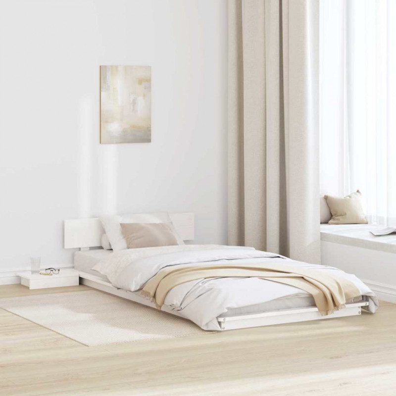 Ramka łóżka Biały 90 x 200 cm drewno