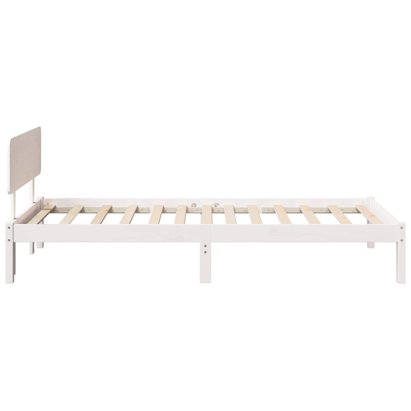 Ramka łóżka Z zagłówkiem Biały 90 x 200 cm Lite drewno sosnowe