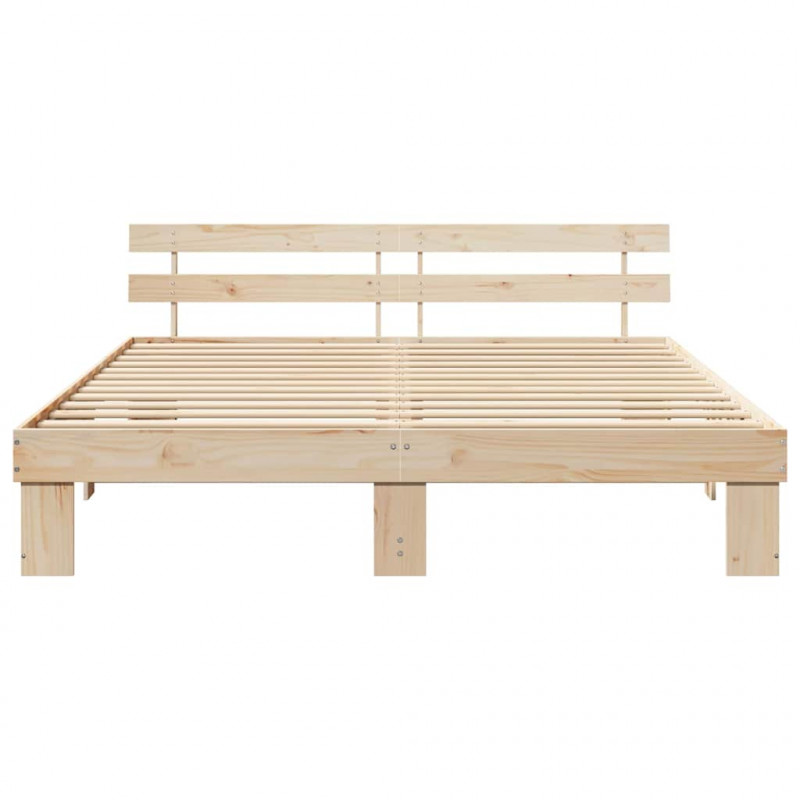 Ramka łóżka Naturalny 200 x 200 cm Lite drewno sosnowe