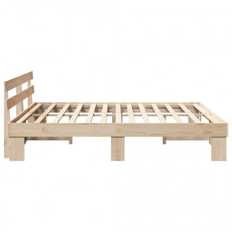 Ramka łóżka Naturalny 200 x 200 cm Lite drewno sosnowe