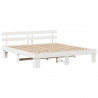 Ramka łóżka Z zagłówkiem Biały 200 x 200 cm Lite drewno sosnowe