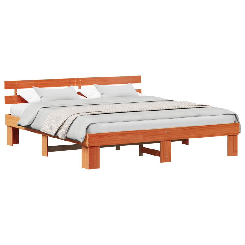 Ramka łóżka Woskowy Brąz 200 x 200 cm Lite drewno sosnowe