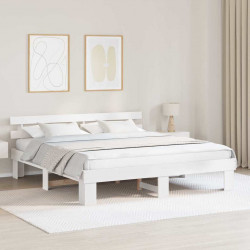 Ramka łóżka Z zagłówkiem Biały 180 x 200 cm Lite drewno sosnowe