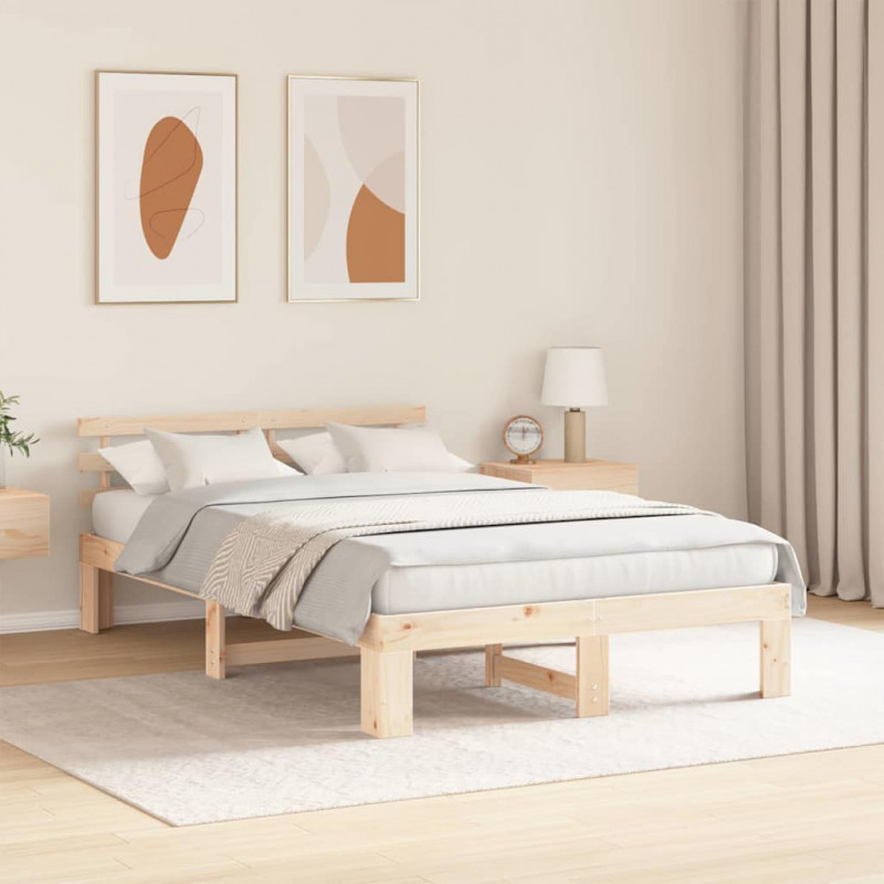 Ramka łóżka Naturalny 120 x 200 cm Lite drewno sosnowe