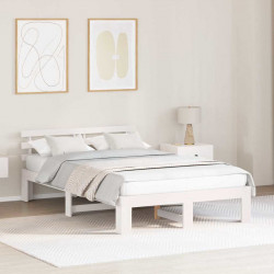 Ramka łóżka Z zagłówkiem Biały 120 x 200 cm Lite drewno sosnowe