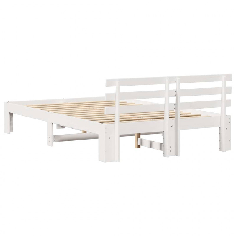 Ramka łóżka Z zagłówkiem Biały 120 x 200 cm Lite drewno sosnowe