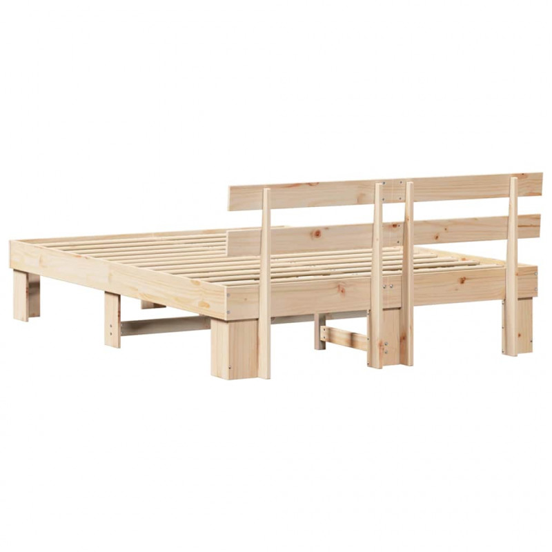 Ramka łóżka Naturalny 150 x 200 cm Lite drewno sosnowe