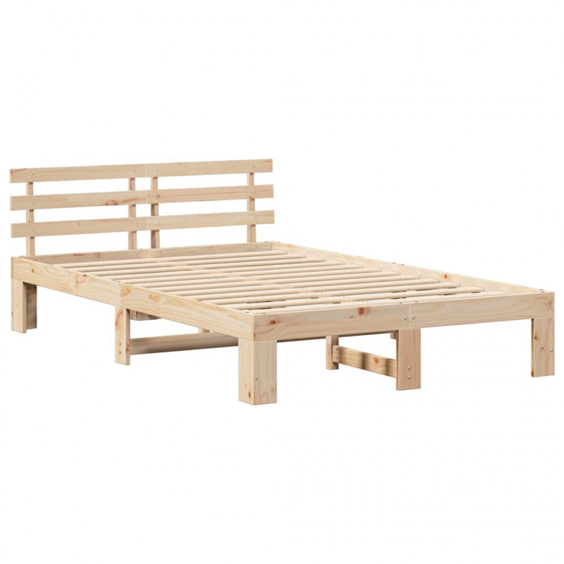 Ramka łóżka Naturalny 140 x 190 cm Lite drewno sosnowe