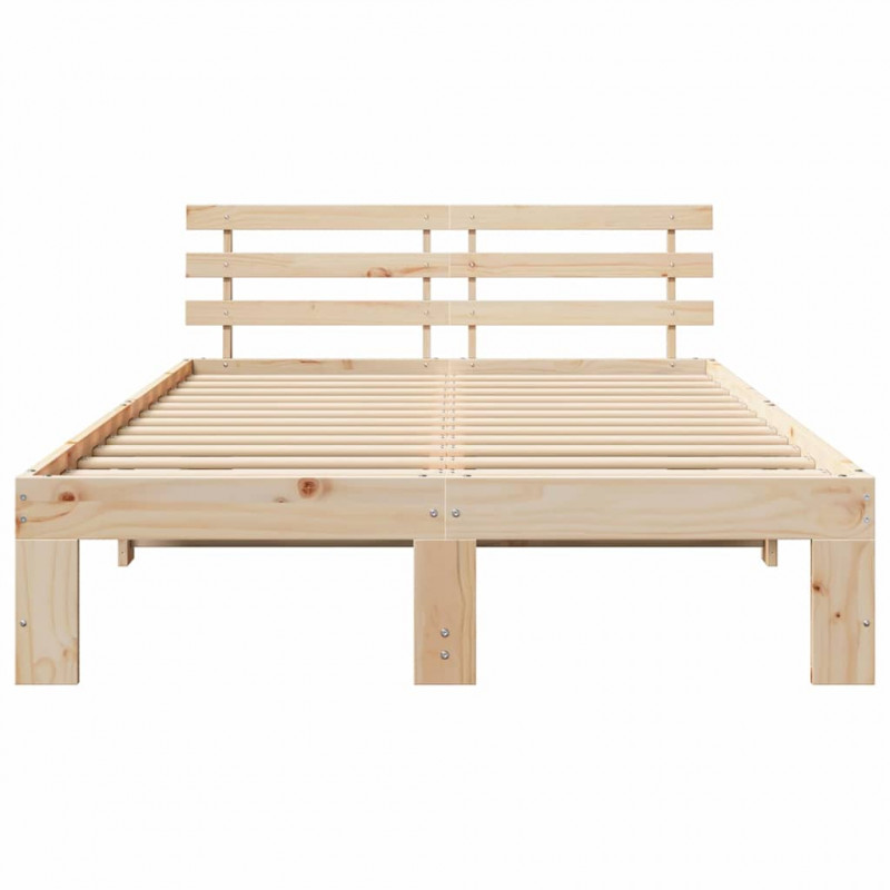 Ramka łóżka Naturalny 140 x 190 cm Lite drewno sosnowe