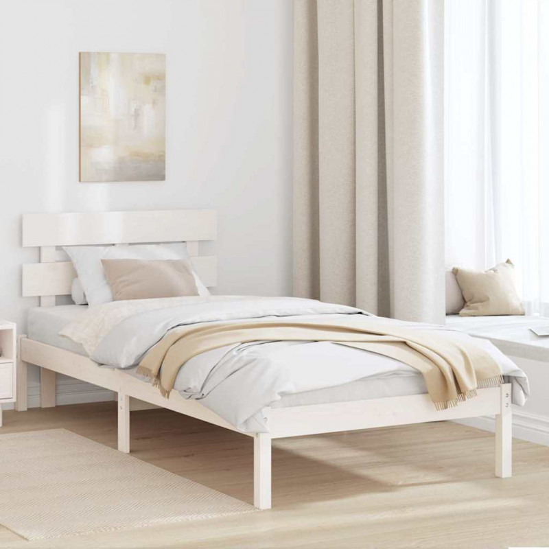 Ramka łóżka Z zagłówkiem Biały 80 x 200 cm Lite drewno sosnowe