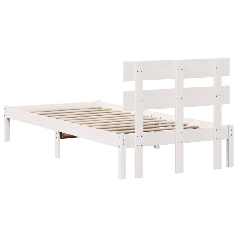 Ramka łóżka Z zagłówkiem Biały 80 x 200 cm Lite drewno sosnowe