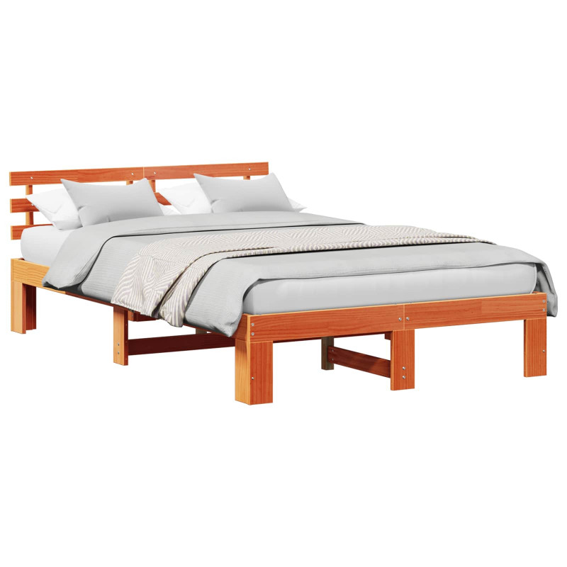 Ramka łóżka Woskowy Brąz 140 x 190 cm Lite drewno sosnowe