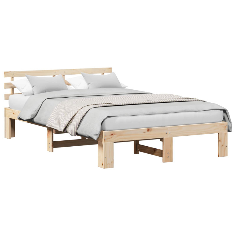 Ramka łóżka Naturalny 135 x 190 cm Lite drewno sosnowe