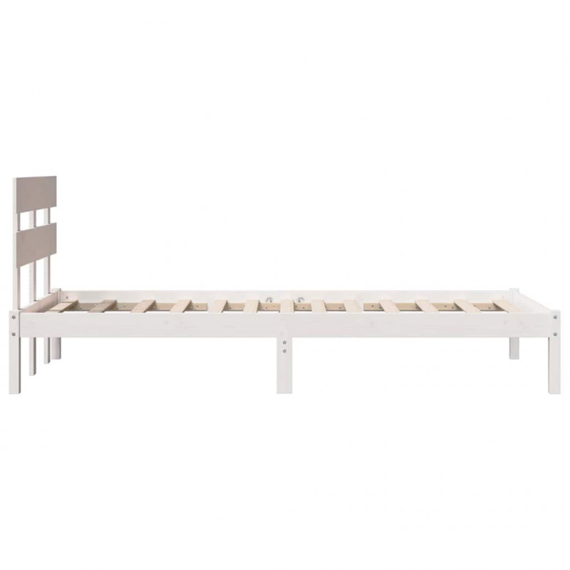 Ramka łóżka Z zagłówkiem Biały 90 x 200 cm Lite drewno sosnowe