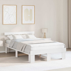 Ramka łóżka Z zagłówkiem Biały 120 x 200 cm Lite drewno sosnowe