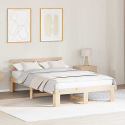 Ramka łóżka Naturalny 120 x 190 cm Lite drewno sosnowe