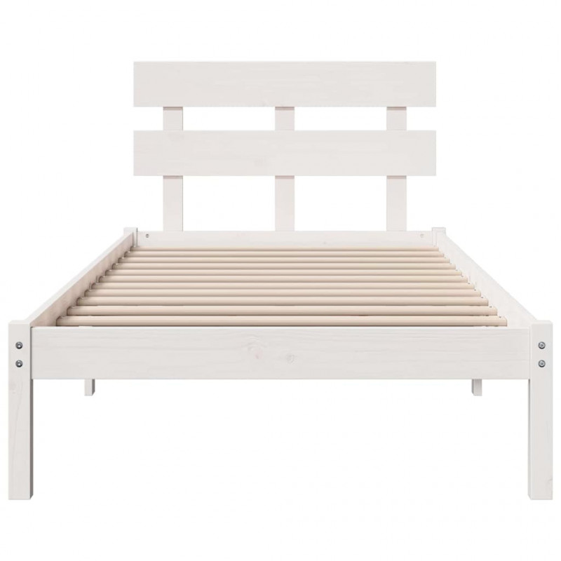 Ramka łóżka Z zagłówkiem Biały 100 x 200 cm Lite drewno sosnowe