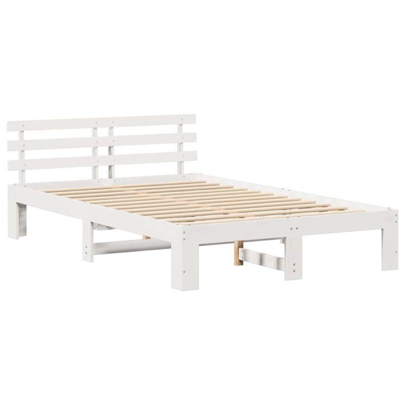 Ramka łóżka Z zagłówkiem Biały 120 x 190 cm Lite drewno sosnowe