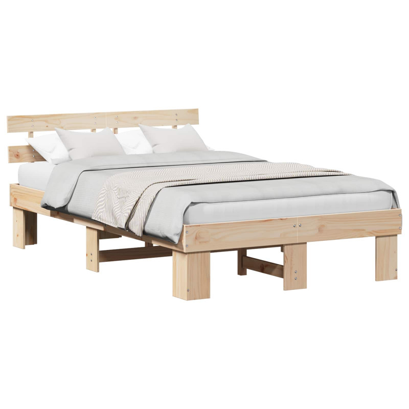 Ramka łóżka Naturalny 140 x 190 cm Lite drewno sosnowe