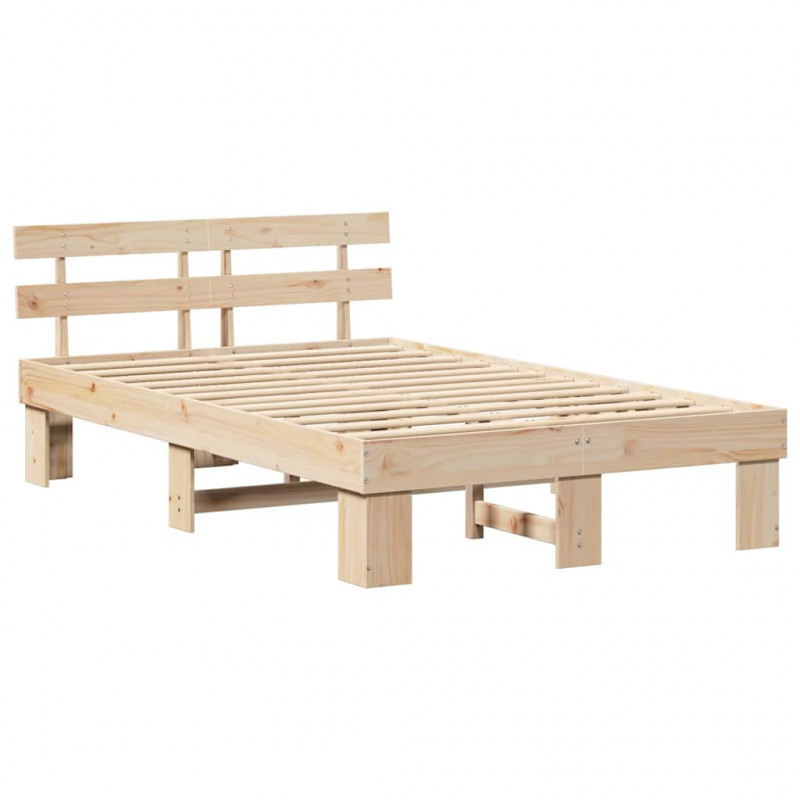 Ramka łóżka Naturalny 140 x 190 cm Lite drewno sosnowe