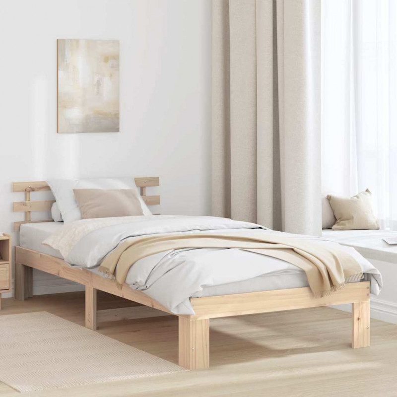 Ramka łóżka Naturalny 100 x 200 cm Lite drewno sosnowe