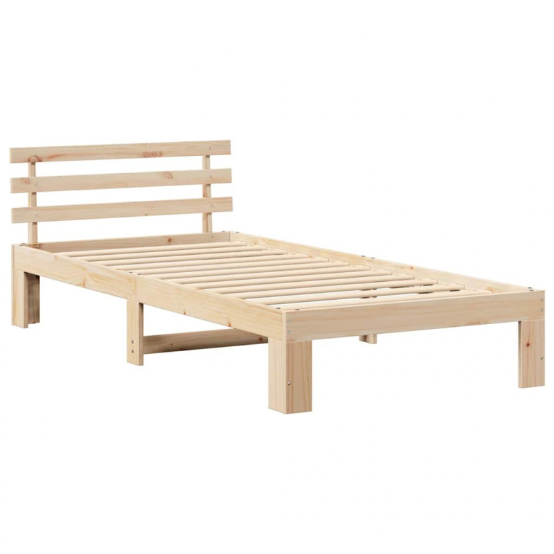 Ramka łóżka Naturalny 100 x 200 cm Lite drewno sosnowe