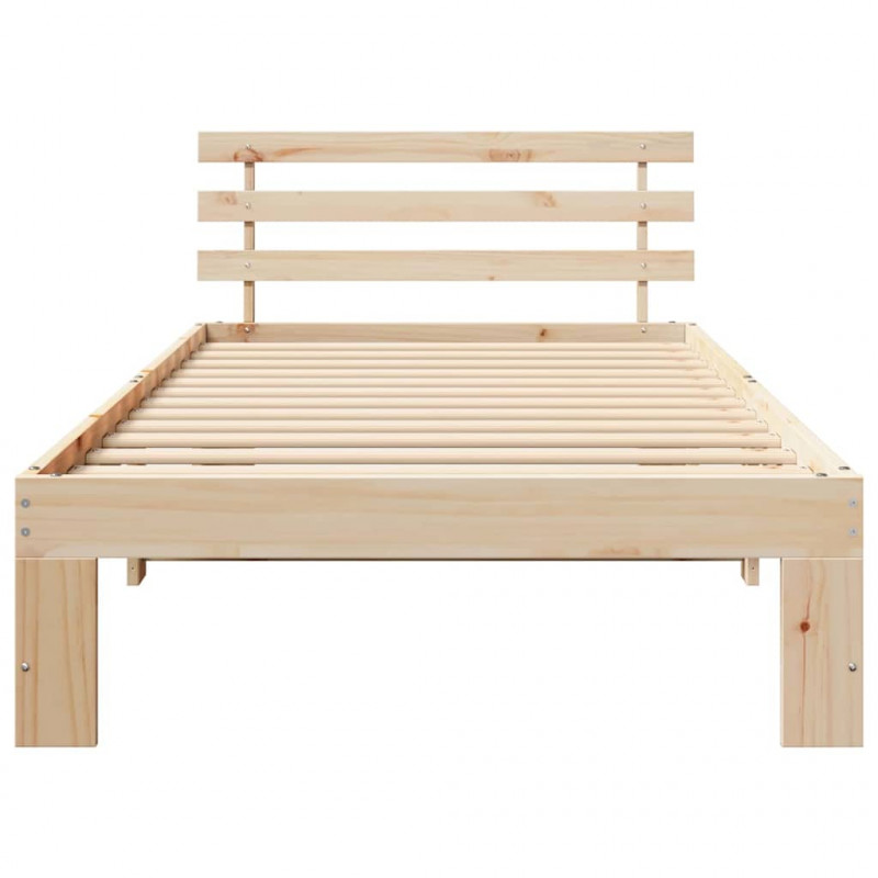 Ramka łóżka Naturalny 100 x 200 cm Lite drewno sosnowe