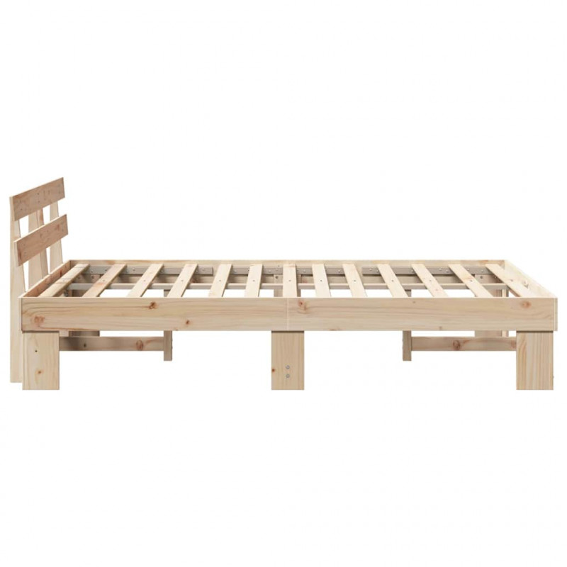 Ramka łóżka Naturalny 135 x 190 cm Lite drewno sosnowe