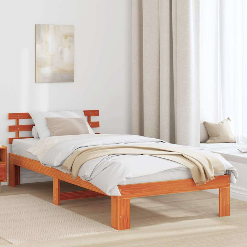 Ramka łóżka Woskowy Brąz 100 x 200 cm Lite drewno sosnowe
