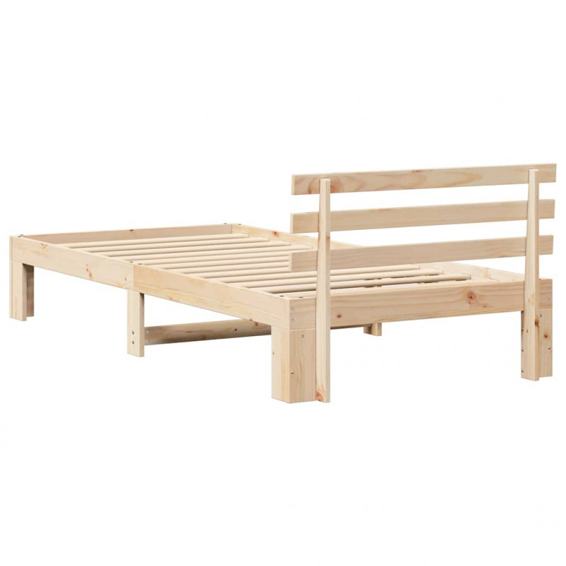 Ramka łóżka Naturalny 90 x 200 cm Lite drewno sosnowe