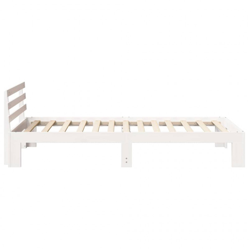 Ramka łóżka Z zagłówkiem Biały 90 x 200 cm Lite drewno sosnowe