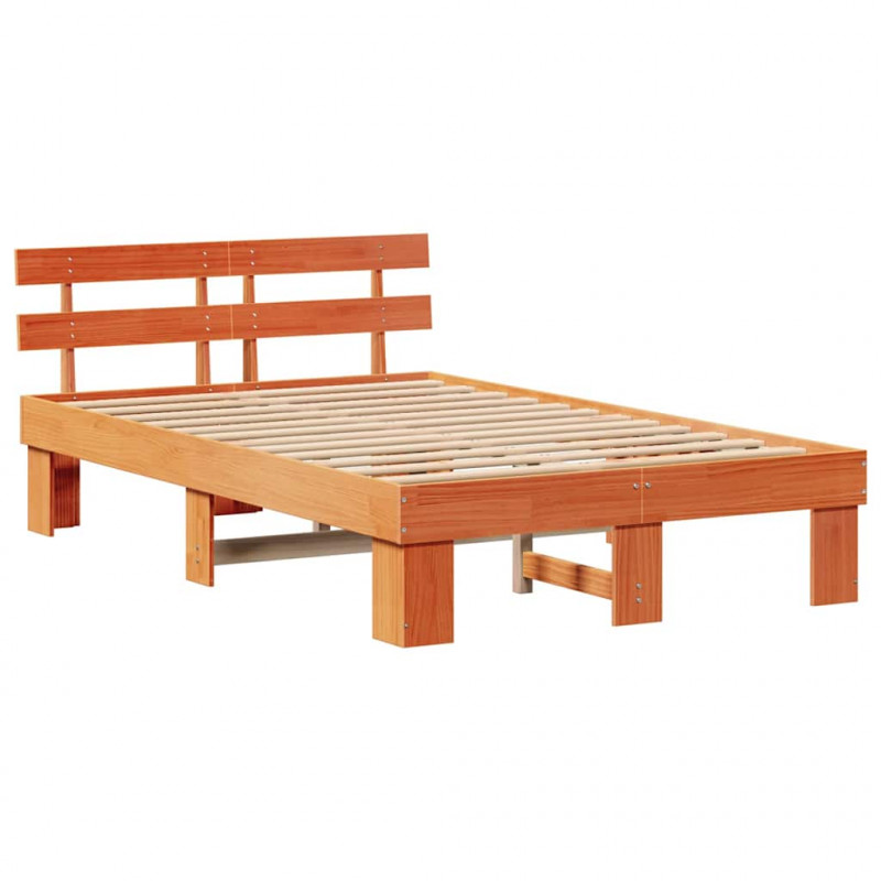 Ramka łóżka Woskowy Brąz 135 x 190 cm Lite drewno sosnowe