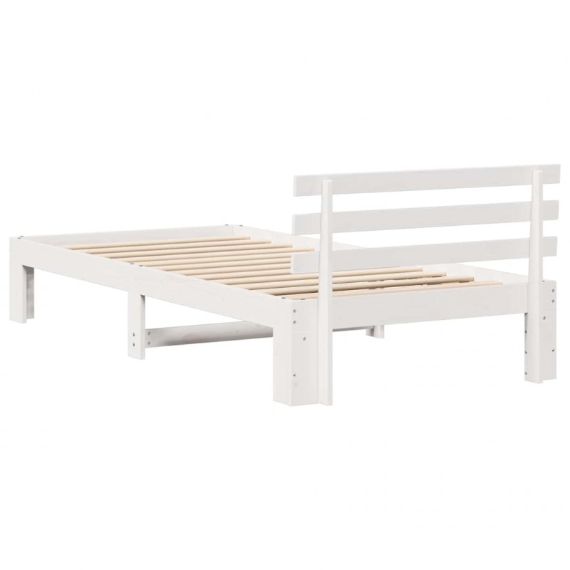 Ramka łóżka Z zagłówkiem Biały 90 x 200 cm Lite drewno sosnowe