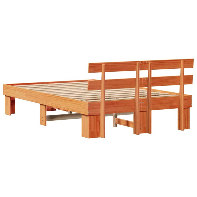Ramka łóżka Woskowy Brąz 135 x 190 cm Lite drewno sosnowe